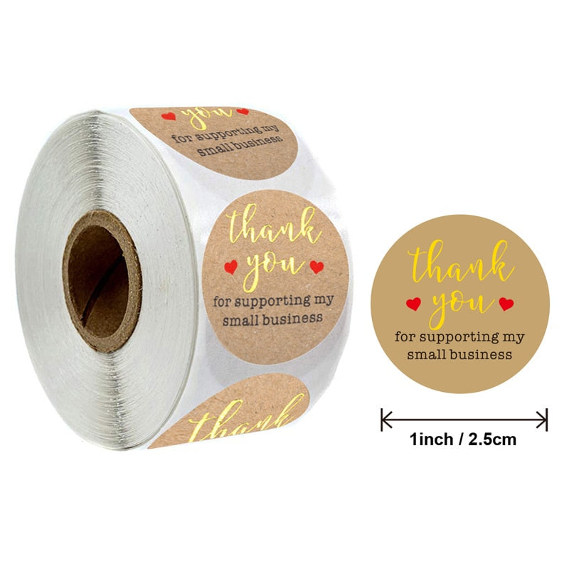 500 pieces Thank You Stickers Gift Seals Labels Thank You for Supporting My Small Business vintage Stickers Festival bakery local