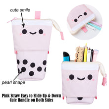 Load image into Gallery viewer, Creative Retractable Canvas Pencil Case Large Capacity Cute Boba Milk Tea Pen Holder gifts For Kids School Stationery Supplies bubble tea
