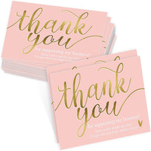 Load image into Gallery viewer, 10-50 Pieces Pink Thank You for Supporting My Small Business Card Thanks Greeting Card Appreciation Cardstock for Sellers Gift 5*9cm
