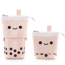 Load image into Gallery viewer, Creative Retractable Canvas Pencil Case Large Capacity Cute Boba Milk Tea Pen Holder gifts For Kids School Stationery Supplies bubble tea
