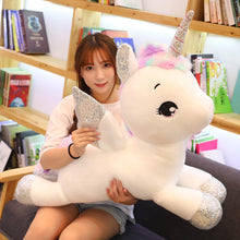 Load image into Gallery viewer, Giant Unicorn Plush Toys Stuffed Animal Horse Pillow for Girls Sequin Horn Soft Doll Home Bed Decor Birthday Gift for Lover
