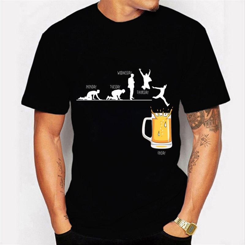 Friday Beer Print Men's Brand T-shirts Funny Graphic Tshirts T-Shirt Shirt alcoholic dad father daddy grandpa custom handmade print