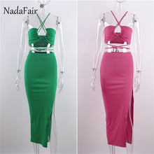 Load image into Gallery viewer, Nadafair Sexy Bodycon Dress Sets Night Club Party Outfit Women 2Piece Set Strapless Crop Top Summer Maxi Dress 2021 Skirts Suits
