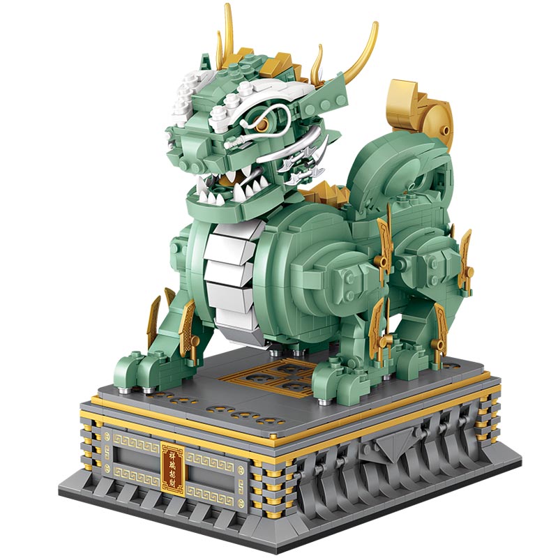 Chinese sacred beast Kylin the country prevails small particles assembling toy puzzle adult Mini Building Blocks Building diy crafting fudog