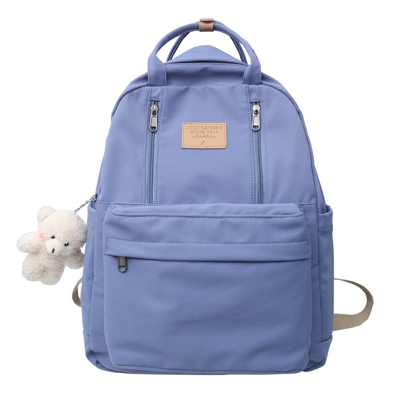 Multifunction Double Zipper Women Backpack Teenager Girls Laptop Backpack Student Shoulder Bag Korean Style Schoolbag