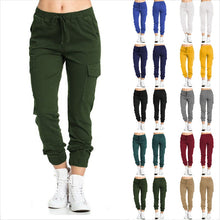 Load image into Gallery viewer, New Solid Jogger Women&#39;s Cargo Pants Multi-Pocket Drawstring Elastic Waist Women Sports Pants Streetwear Casual Long Pant
