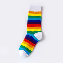 Load image into Gallery viewer, Cotton Elasticity Women Long Sock Candy Colors Rainbow Striped Sporty lgbt gay pride rainbow custom prints
