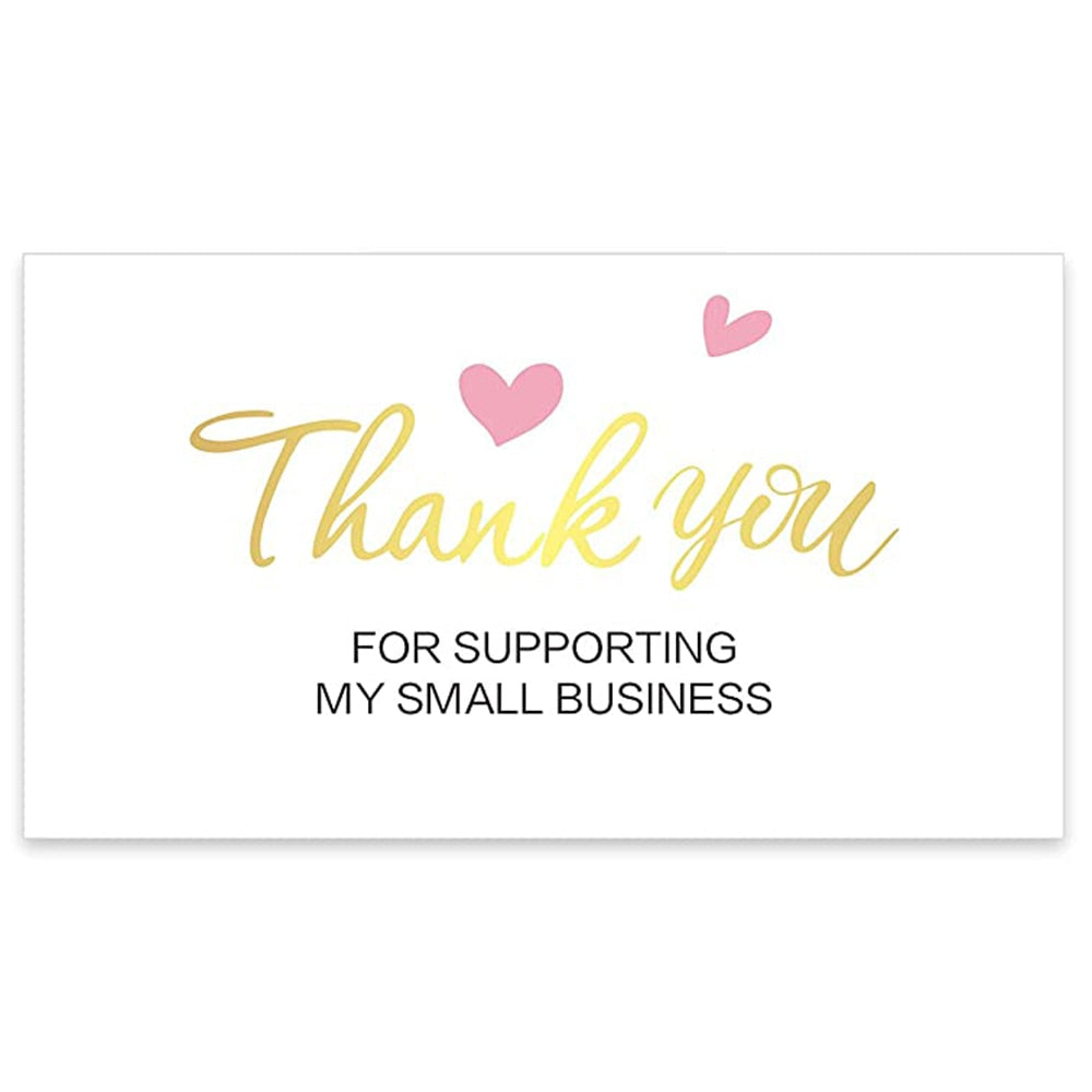 10-50 Pieces Pink Thank You for Supporting My Small Business Card Thanks Greeting Card Appreciation Cardstock for Sellers Gift 5*9cm