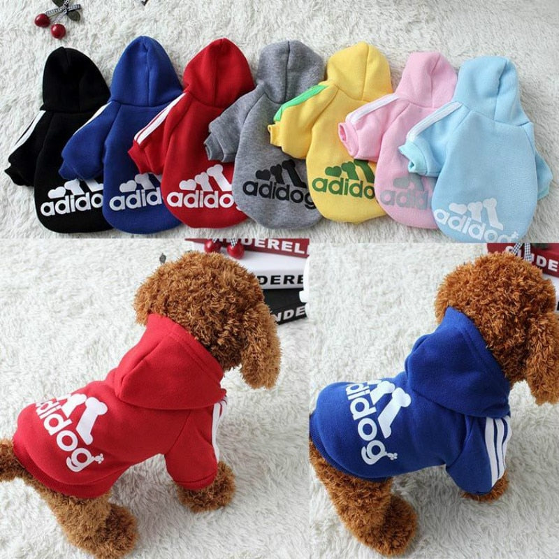 Adidog Clothes, Pet Dog Clothes for Small Medium Dogs, Cotton Hooded Sweatshirt, 2021 Hot Selling Warm Two-Legged Pet Jacket