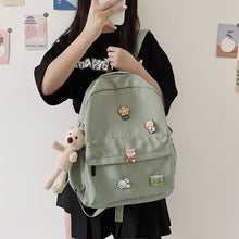 Load image into Gallery viewer, Women Nylon Cute Backpack Bear Female Student College School Bag Badge Girl Doll Backpack Kawaii Book Ladies Fashion Bags Trendy

