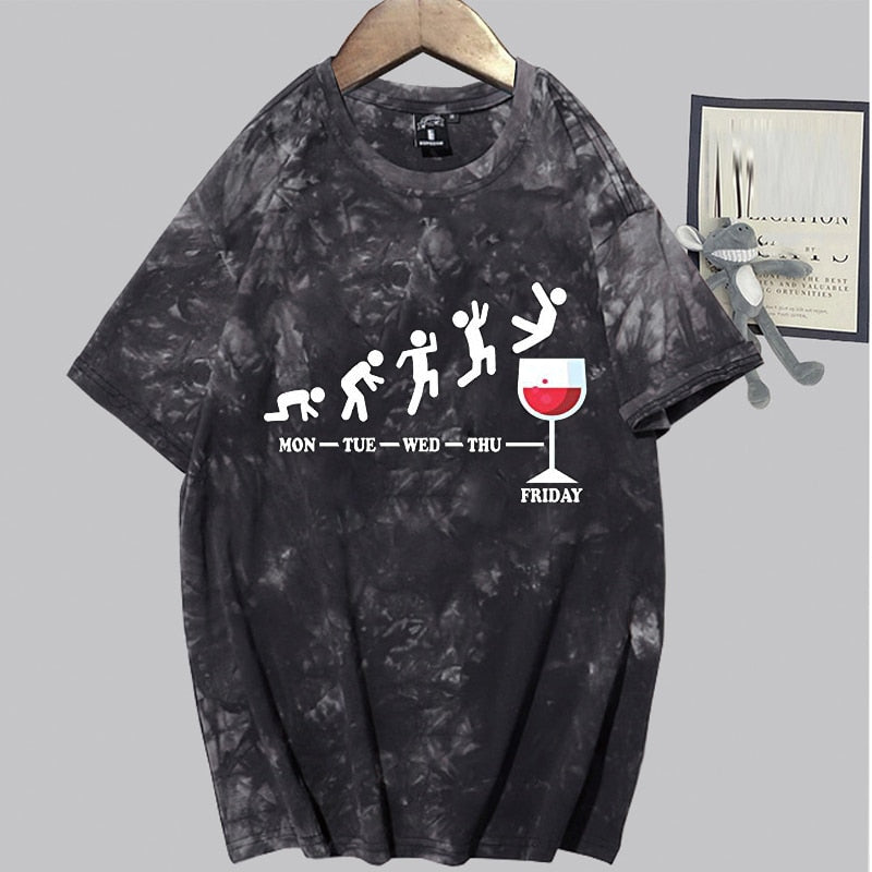 Friday wine Print Men's Brand T-shirts Funny Graphic Tshirts T-Shirt Shirt alcoholic dad father daddy grandpa custom handmade print