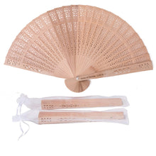 Load image into Gallery viewer, 50pcs Personalized Customized Wooden Fan Wedding Favors Gifts Sandalwood Hand Fan Party Decoration 20Cm Wood Folding Fan CUSTOM
