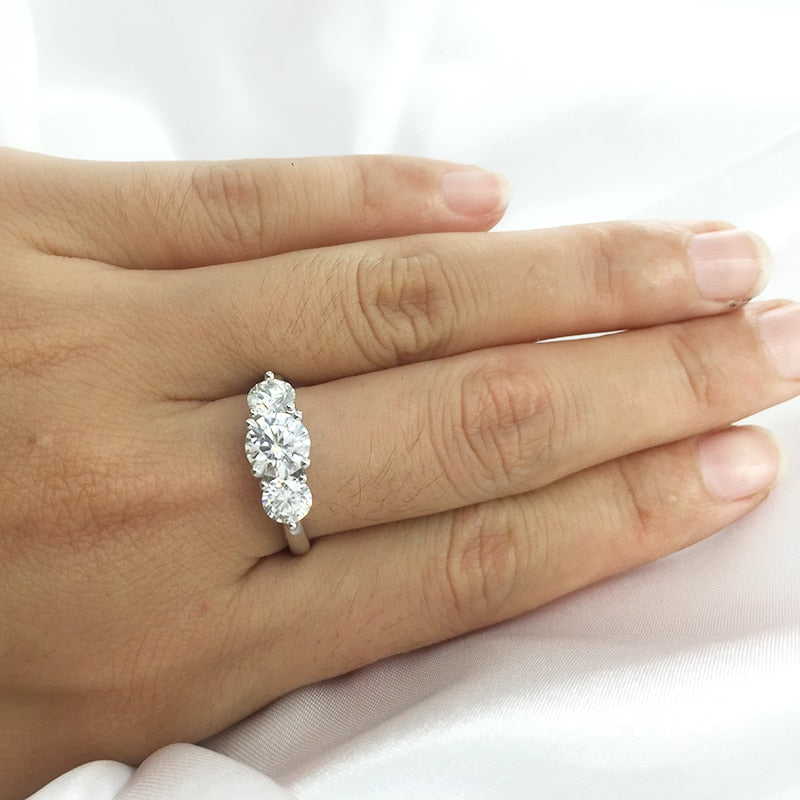 2ctw 6.5mm Round Cut Engagement&Wedding Moissanite Diamond Ring Double Halo Ring Platinum Plated Silver custom design hand set