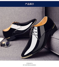 Load image into Gallery viewer, Newly Men&#39;s Quality Patent Leather Shoes White Wedding Shoes Size 38-48 Black Leather Soft Man Dress Shoes
