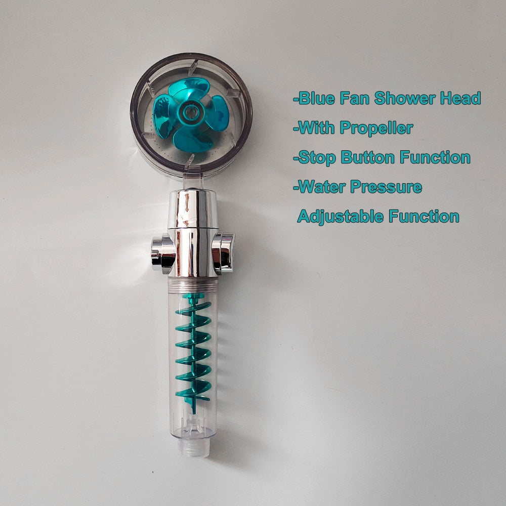 New Shower Head 360 Degrees Rotating With Small Fan Washable Handheld High Pressure Spray Nozzle Bathroom Shower 2022