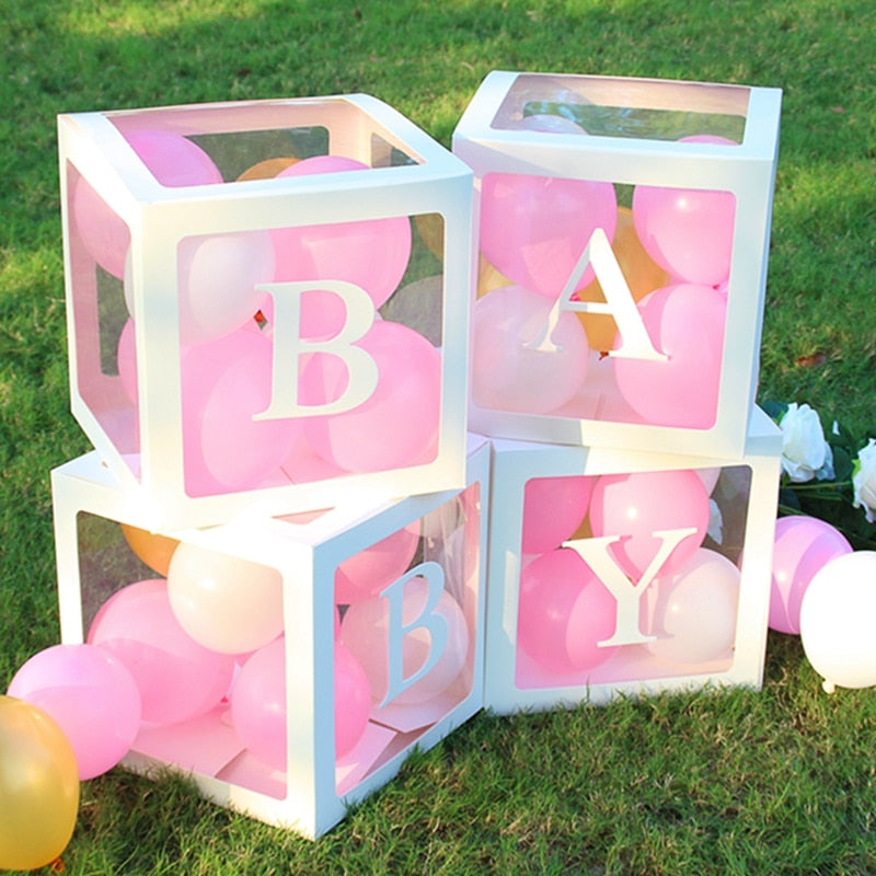 Baby Shower Decoration Boy Girl Transparent Balloon Box Letter Frist 1st Birthday Wedding Party Gender Reveal Baptism Decoration