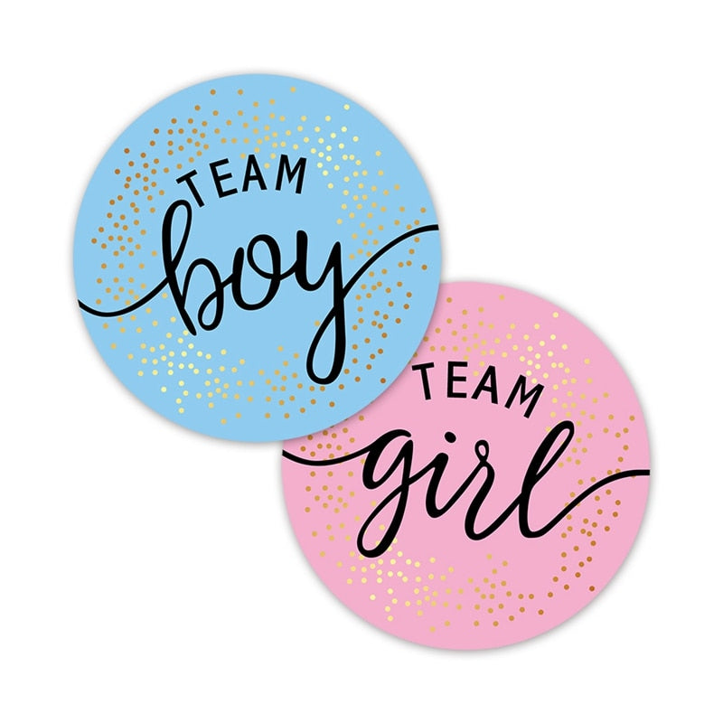 60-120 Pieces Team Boy Team Girl Stickers Boy or Girl Sticker for Gender Reveal Party Decoration Baby Shower Supplies Gift Box Label