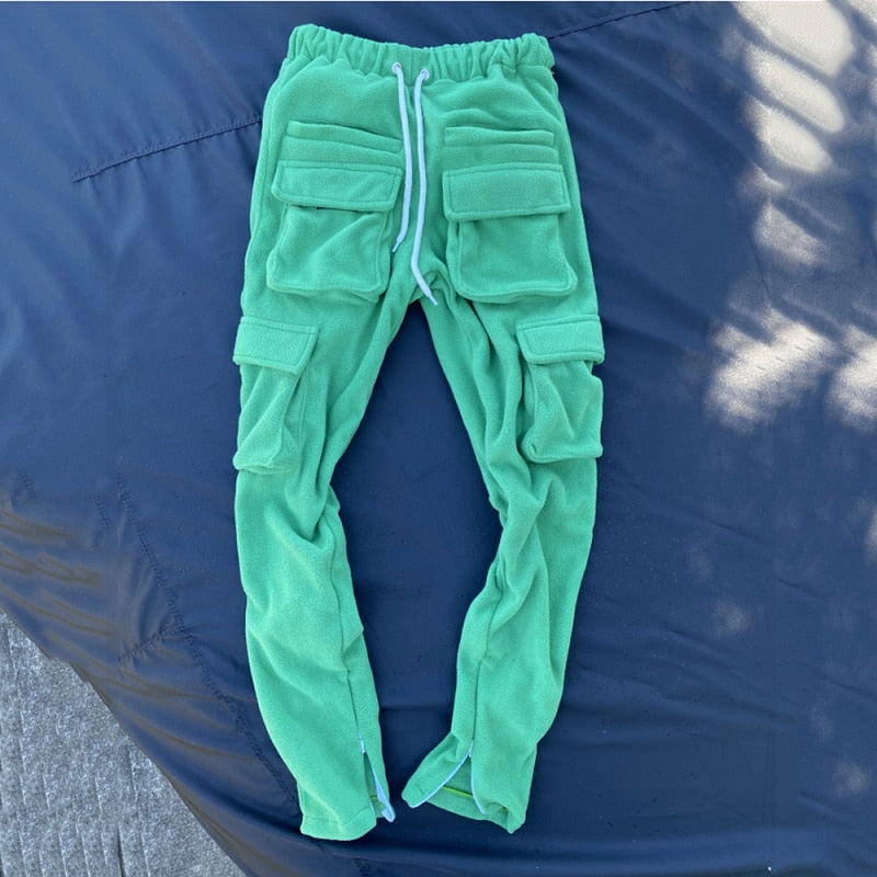 Fall Winter Streetwear Men's Cargo Pants Pockets Sweat Pants Casual Trousers Mens Jogging Pants Sweatpants