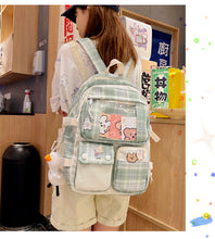 Load image into Gallery viewer, EST Plaid Transparent PVC Kawaii Contrast Color Girls College Leisure Kawaii Backpack Large Nylon School Backpack For Women Bags
