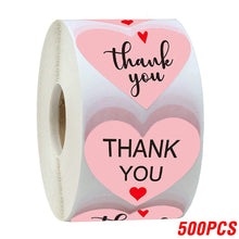 Load image into Gallery viewer, 100-500 Pieces Thank You Sticker Envelope Seal Scrapbook Sticker Pink Heart Cute Round Sticker Stationery Label Stickers small business supplies

