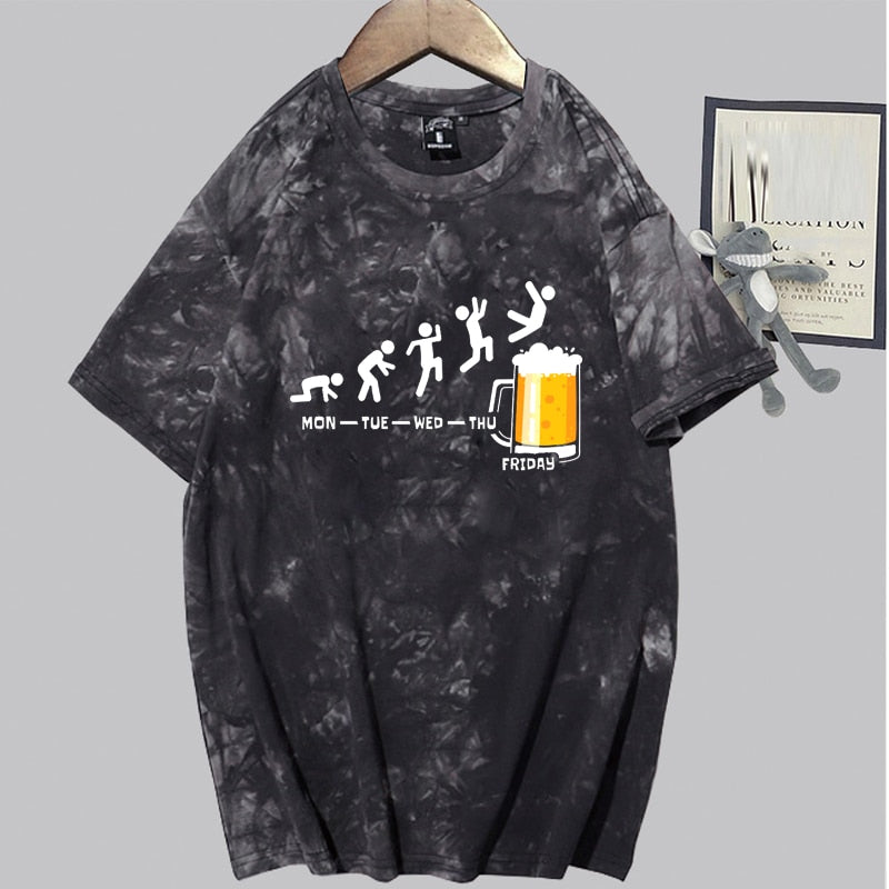 Friday Beer Print Men's Brand T-shirts Funny Graphic Tshirts T-Shirt Shirt alcoholic dad father daddy grandpa custom handmade print