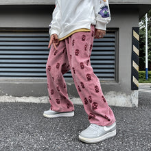 Load image into Gallery viewer, Preppy Style Skull Full Print Drawstring Casual Corduroy Men Baggy Pants Hip Hop Straight Sweatpants Male Loose Trousers streetwear fashion
