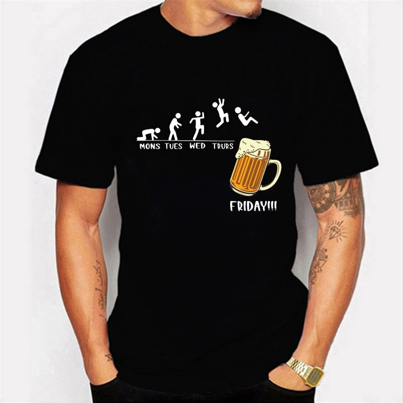 Friday Beer Print Men's Brand T-shirts Funny Graphic Tshirts T-Shirt Shirt alcoholic dad father daddy grandpa custom handmade print