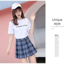 Load image into Gallery viewer, Y2k Summer Korean Fashion Short Women Skirt Casual Slim Elastic High-Waisted Striped Harajuku Pleated Plaid A-Line Mini Skirts
