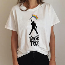 Load image into Gallery viewer, Lgbt Ladies Gay T-Shirt Lesbian Pride Rainbow Funny T-Shirt 90s Graphic Love Is Love Top Tee Female custom design print
