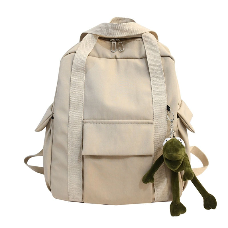 New Solid Color Women's Waterproof Nylon Backpack Simple School Bag For Teenage Girl Shoulder Travel Bag School Backpack