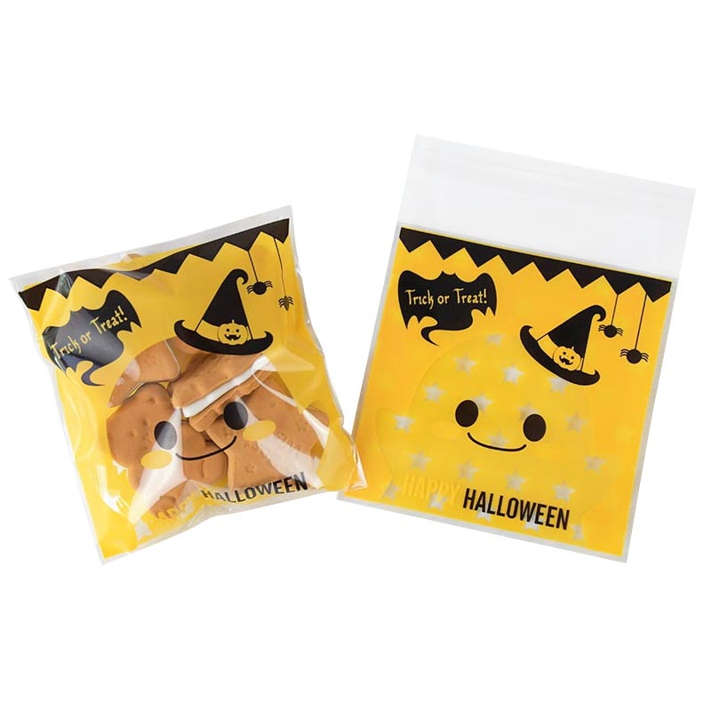 50-100 Pieces Halloween Candy Bag Gift Cookie Bags Biscuits Snack Plastic Packaging Bags Halloween Party Decoration Supplies