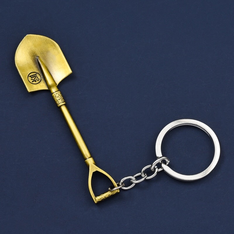 Golden Shovel Keychain Creative Props Key Chains Car Key Pendant Popular Key Jewelry digger blue collar gardening landscape