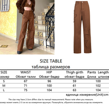 Load image into Gallery viewer, Brown Vintage Baggy Jeans Women 90s Streetwear Pockets Wide Leg Cargo Pants Low Waist Straight Denim Trousers
