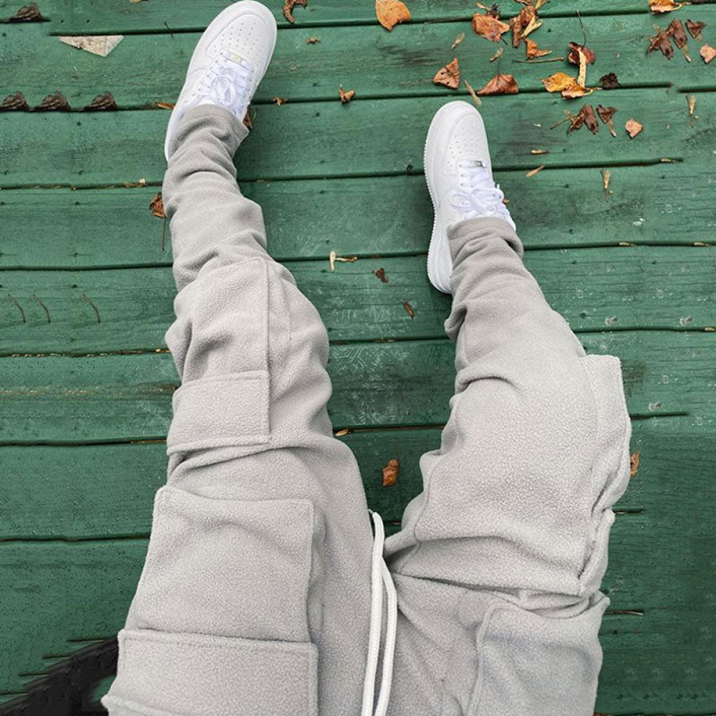 Fall Winter Streetwear Men's Cargo Pants Pockets Sweat Pants Casual Trousers Mens Jogging Pants Sweatpants