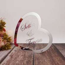 Load image into Gallery viewer, Custom Wedding Signs Name Date Acrylic Mirror Frame Word Sign Party Decor With Nail Favor Gift Round Heart personalized
