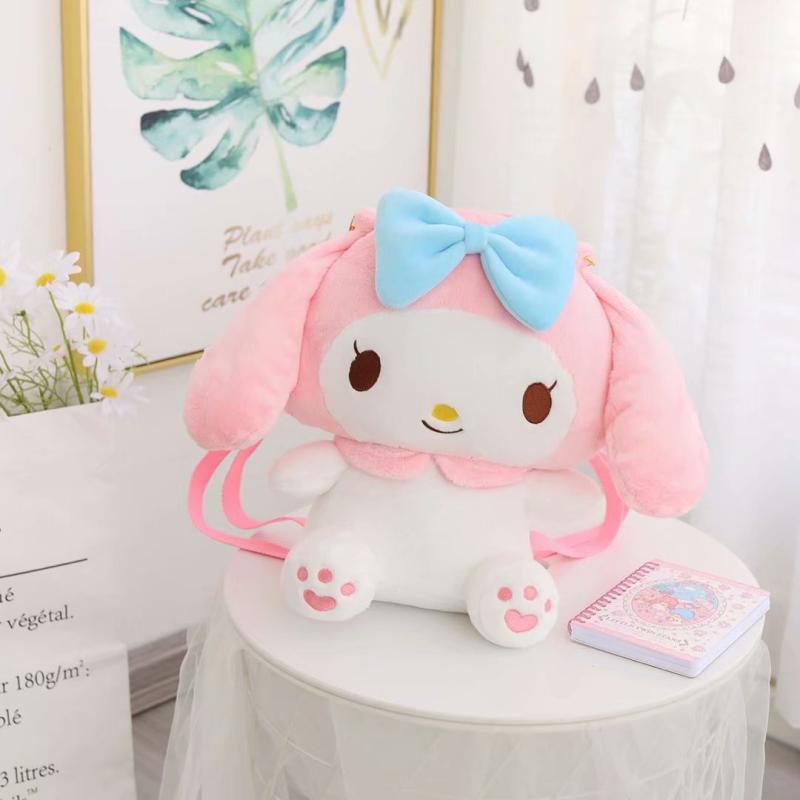 Kawaii Plush Backpack Kuromi My Melody Cinnamoroll Plush Bag Big Anime Stuffed Toys Cute Backpack for Girl Doll for Gift