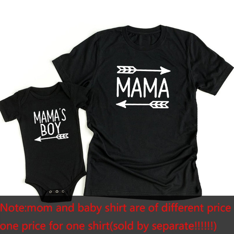 Family Matching Outfits Mama and Mama's boy Tshirt Mother son Mum T-Shirt Tops Toddler Baby Kids boys Clothes custom print