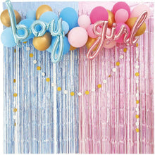 Load image into Gallery viewer, Baby Shower Decoration Its a Boy or Girl Backdrop Rain Curtain Background Gender Reveal Balloons Welcome Home Baby Supplies
