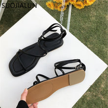 Load image into Gallery viewer, New Fashion Women Sandals Flat Heel Narrow Band Back Strap Summer Gladiator Shoes Ladies Casual Summer Beach Slides
