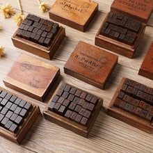 Load image into Gallery viewer, 28 Pieces Alphabet Stamps Vintage Wooden Rubber Letter Standard Stamp Set for Craft Card Making Planner Scrapbooking Journals
