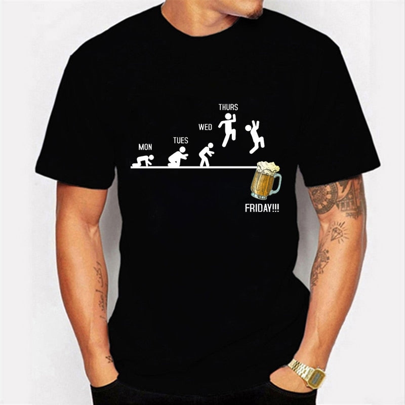 Friday Beer Print Men's Brand T-shirts Funny Graphic Tshirts T-Shirt Shirt alcoholic dad father daddy grandpa custom handmade print