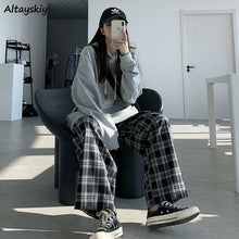 Load image into Gallery viewer, Wide Leg Pants Womens Hot Sale Summer Fall Chic High Waist All-match Teens Streetwear Ins Trendy Harajuku Plaid Womens Trouser
