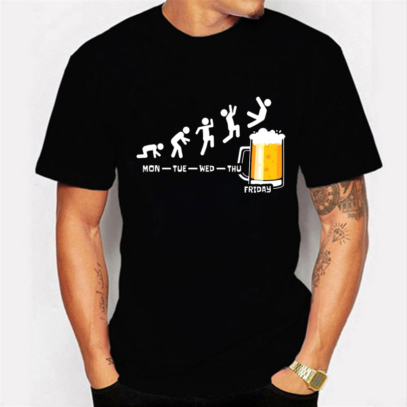 Friday Beer Print Men's Brand T-shirts Funny Graphic Tshirts T-Shirt Shirt alcoholic dad father daddy grandpa custom handmade print