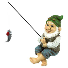Load image into Gallery viewer, Mini Garden Gnome Statue Ziggy the Fishing Dwarf Elf Figurines Front Porch Outdoor Ornaments Villa Home Decor Modern Art Crafts
