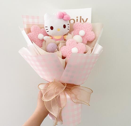 Cartoon My Melody Kuromi Cinnamoroll Kt Cat Plush Doll Toy Bouquet Gift Box Valentine's Day Christmas Graduation Gifts
