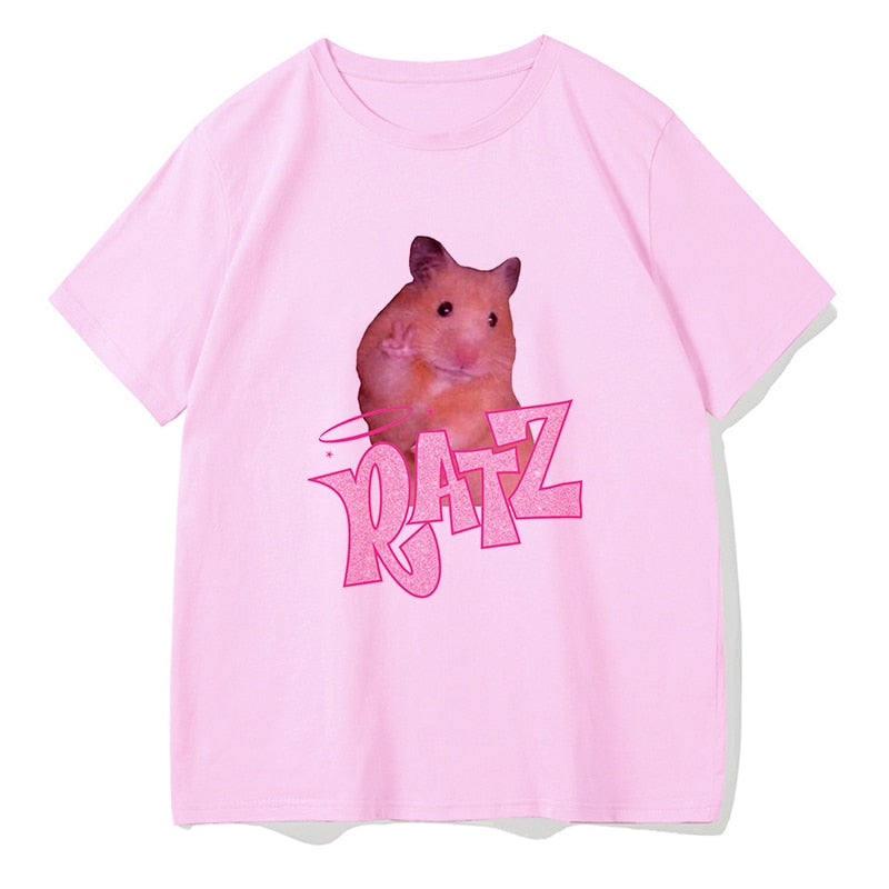 Brat Ratz Mouse hamster Woman Kawaii rat meme Tshirts Short Sleeve Top Tee Shirt Women T-shirt Custom handmade print design