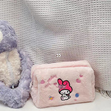 Load image into Gallery viewer, Plush Cosmetic Bag Kuromi Cinnamoroll Melody Plush Makeup Bags Soft Stuffed Travel Storage Bag Women Girl Christmas Gift
