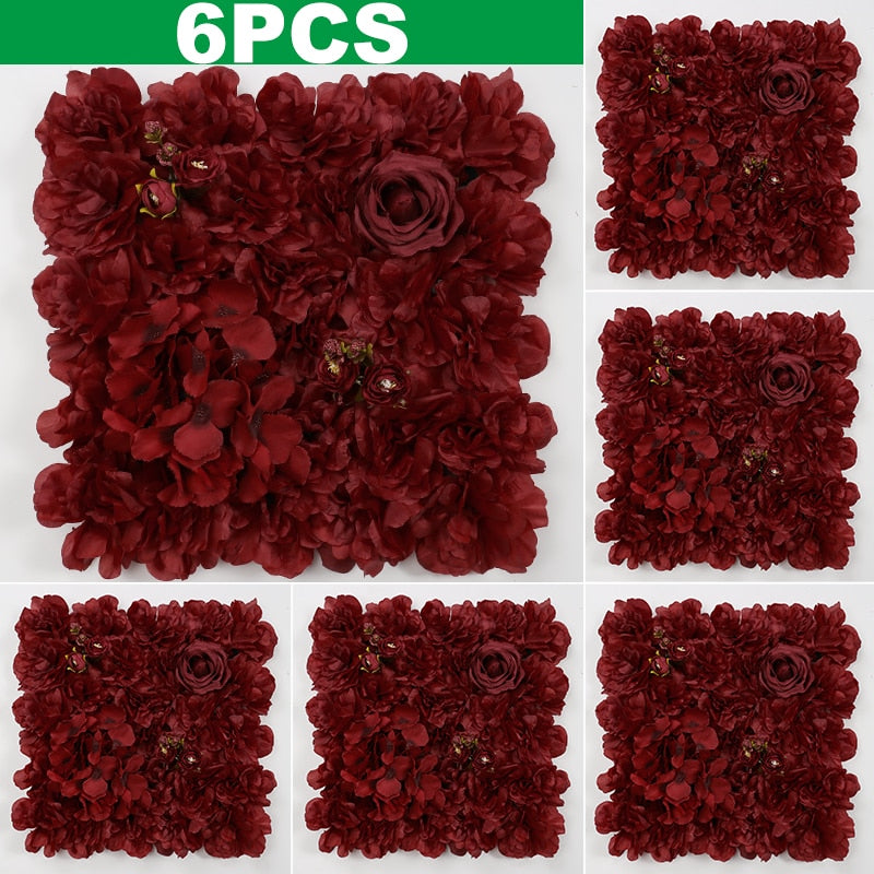 Artificial Flowers Wall Panel 3D Flower Backdrop Faux Roses for Wall Party Wedding Bridal Shower Decoration 6 PIECES crafting material