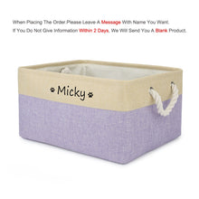 Load image into Gallery viewer, Custom Name Dog Toy Basket Cat Pet Foldable Box Print Personalized ID Storage Baskets For Clothes Pet Accessories
