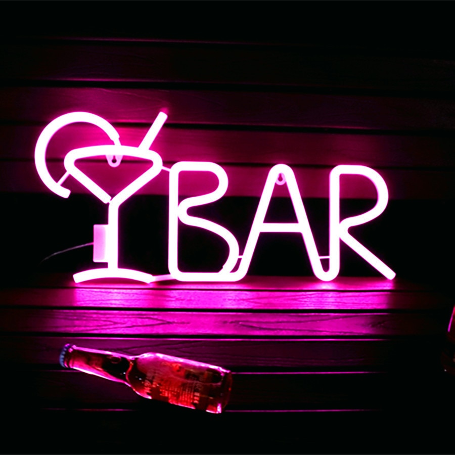 Wine Glass Neon Sign LED Light Party Club Restaurant Shop Bar Bedroom Home Lamp USB Powered Atmosphere Wall Decor Gift custom design handmade
